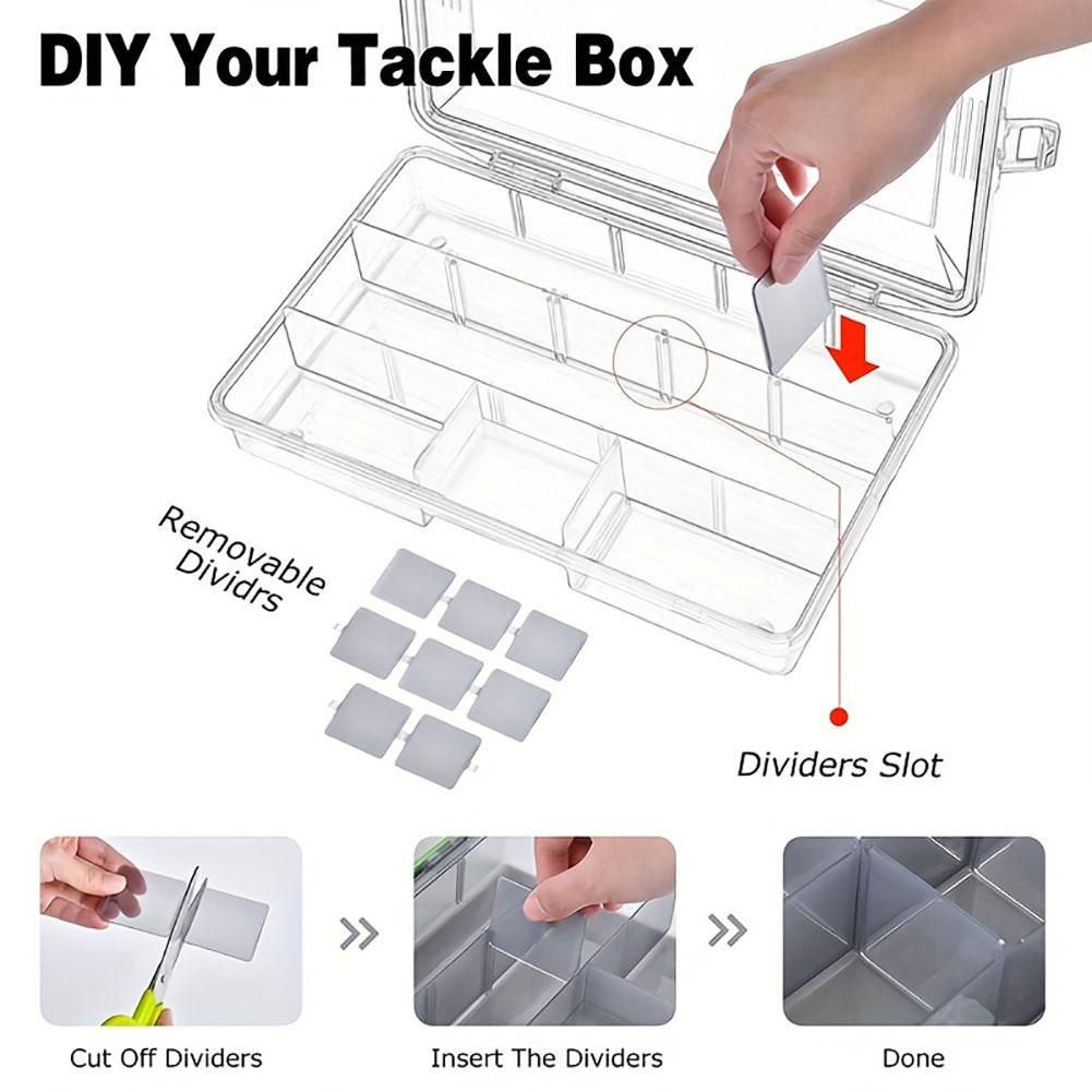 Tackle Box Waterproof Fishing Storage Lure Box Adjustable Blade Monolayer Tool Box For Freshwater Saltwater