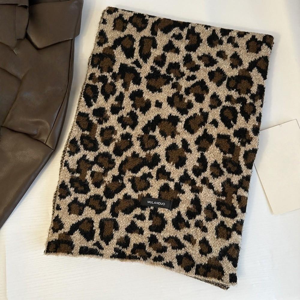 Korean Style Imitation Wool Scarf Lightweight Winter Shawl Fashion Leopard Print Scarf  Unisex