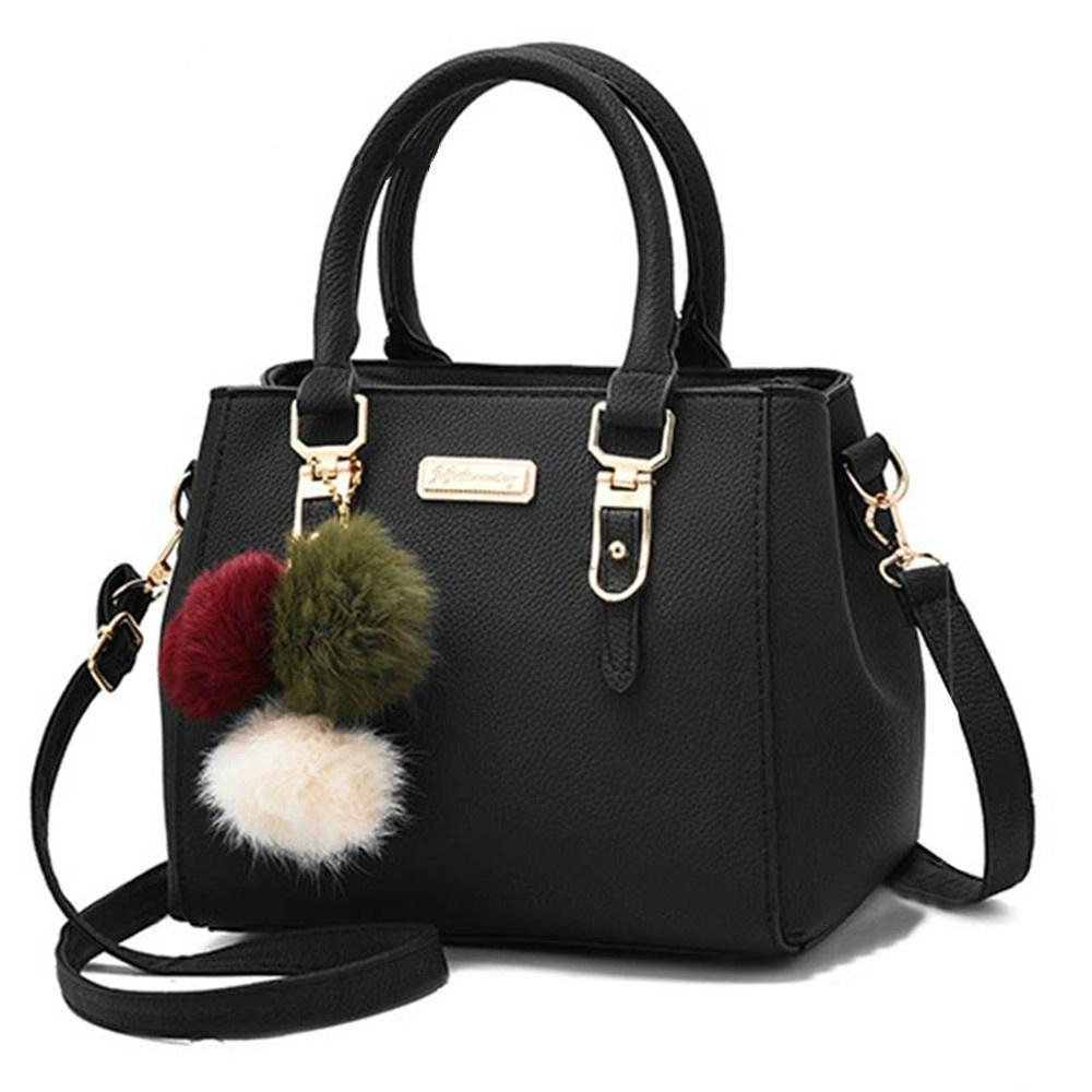 

Модные женские сумки Hairball PU Leather Totes Bag Сумка с верхней ручкой Crossbody Сумка через плечо Сумка на плечо красный