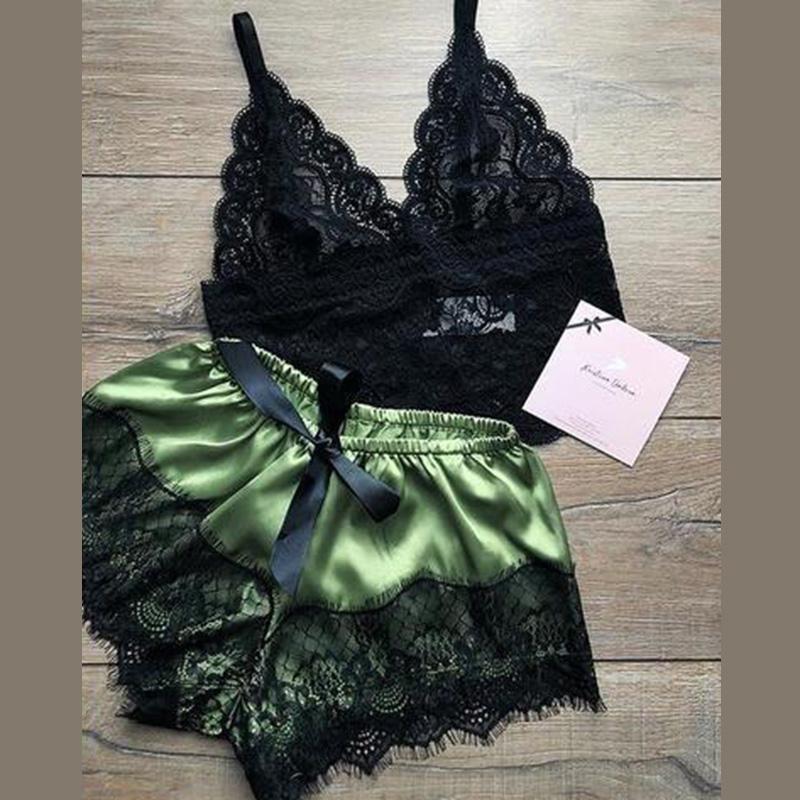 Women's Silk Halter Princess Nightgown Sexy Temptation Two-piece Underwear Nightgown Home Clothing