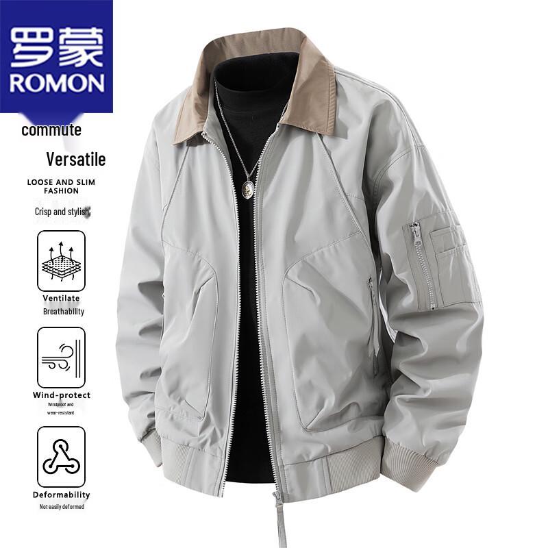 

ROMON Men s Spring Autumn Business Casual Lapel Jacket 3XL