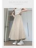 2025 Summer Women's Blue A-Line Pleated Midi Skort with High Waist and Wide-Leg Design