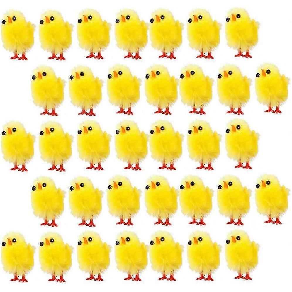60pcs Easter Fur Chicks Fluffy Chenille Chicks Soft Plush Toys Easter Chicks Figurines 3cm Kids Diy Easter Egg Bonnet Decor Chick Plush