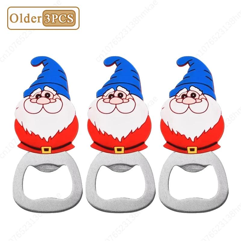 1-20PC Christmas Beer Bottle Opener Santa Snowman Bottle Opener Silicone Stainless Steel Bottle Opener Party Decoration Supplies