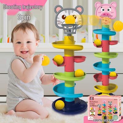 Children's Stackable Basketball Rolling Tower Toy for Early Education