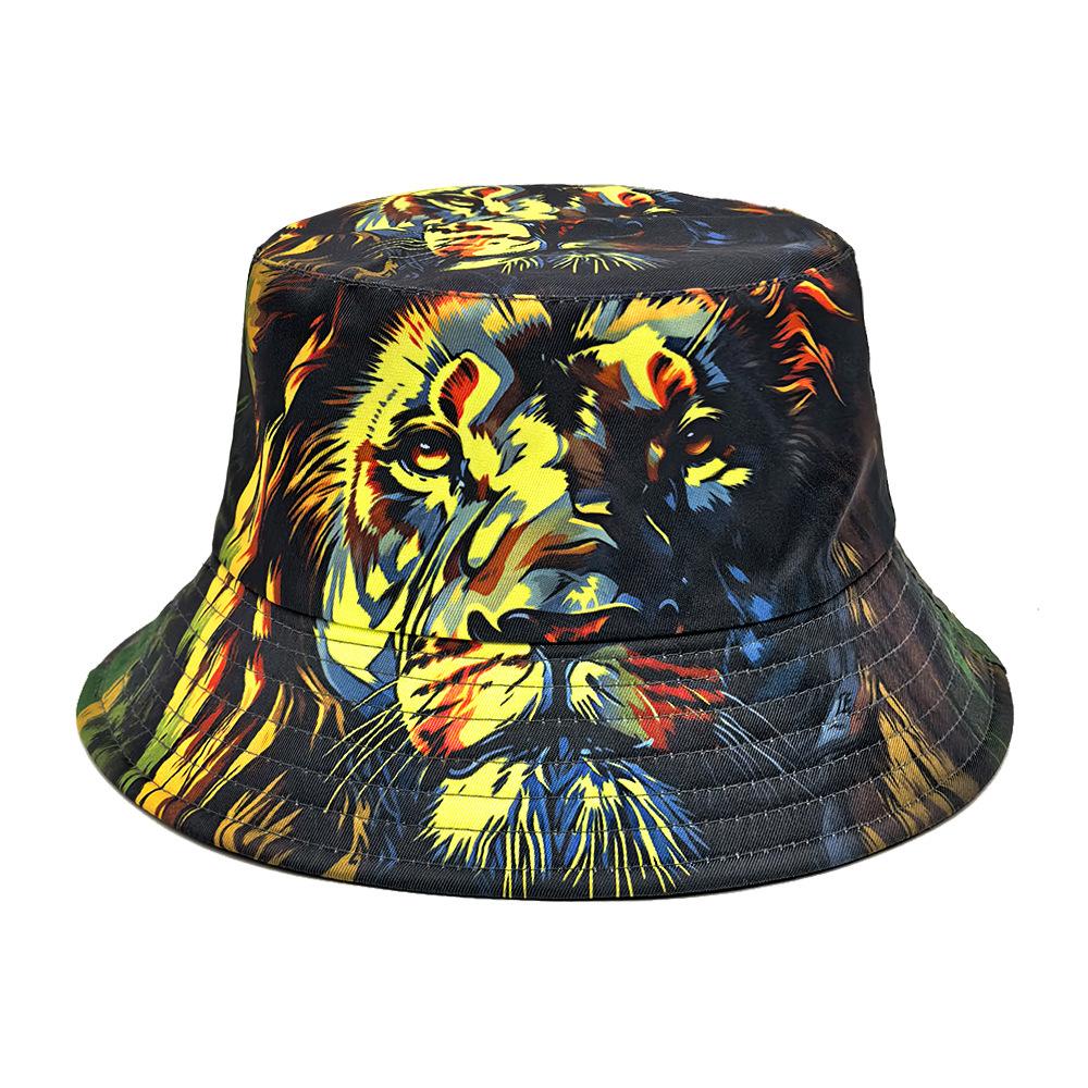 Cool Lion Pattern Bucket Hats Unisex Travel Beach Sun Protection Fisherman Cap Streetwear Summer Foldable Panama Skateboarding