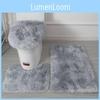 Non Dye Tie Slip Mat Fluffy Plush Bathroom Toilet Seat Cover Carpet 3 Piece Set