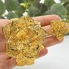 24K Gold Dubai Bridal Wedding Jewelry Bracelet Ring Women's Big Sand Gold Three-Dimensional Flower Ornament 2026