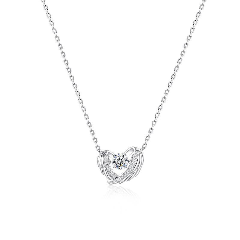 Angel Guardian Agile Necklace Women Japanese and Korean Beating Heart-shaped Collarbone Chain Sweater Neck Chain