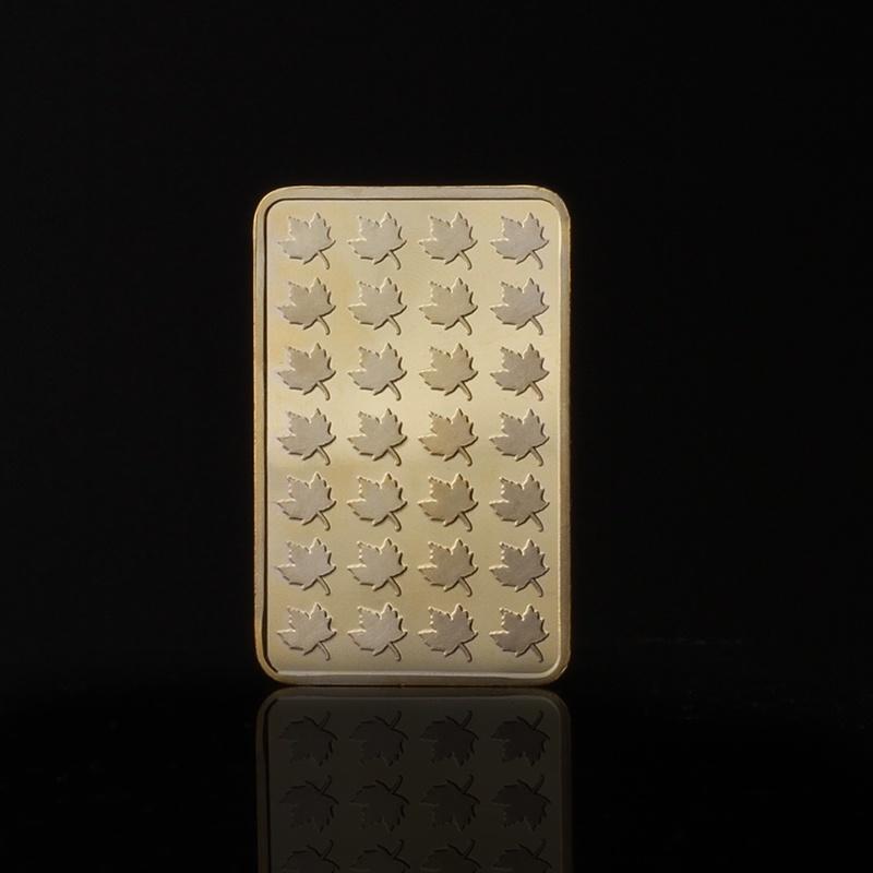 Moneta Foglia d'Acero Canadese Rettangolo Aureo Moneta Commemorativa Canadese da Collezione