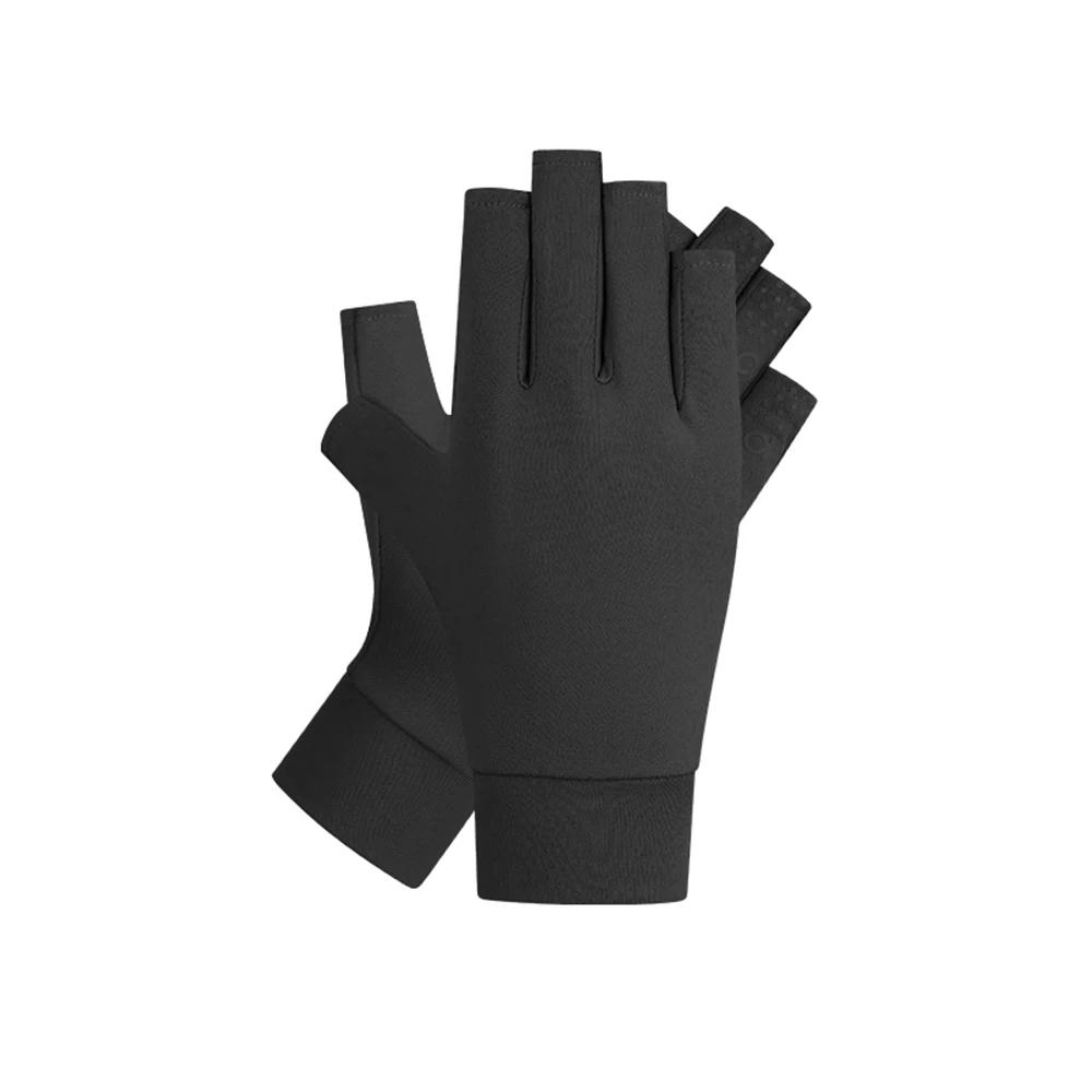 

Перчатки OhSunny Professional Anti-UV UPF 50+ Короткие нескользящие летние солнцезащитные перчатки для вождения с полупальцами, дышащие, солнцезащитные One Size чёрный