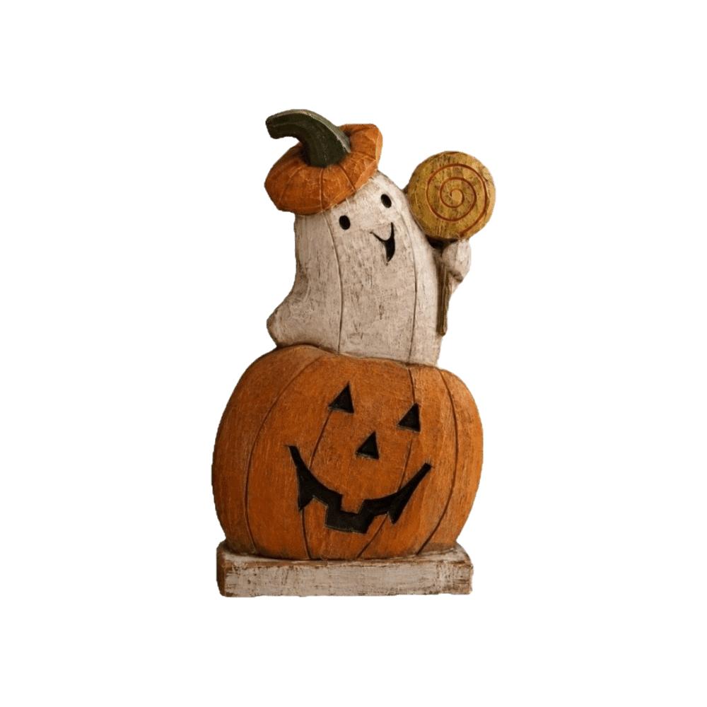 Zweiseitig bedrucktes Holzornament Handgefertigte Geisterfigur Tischdekoration Halloween