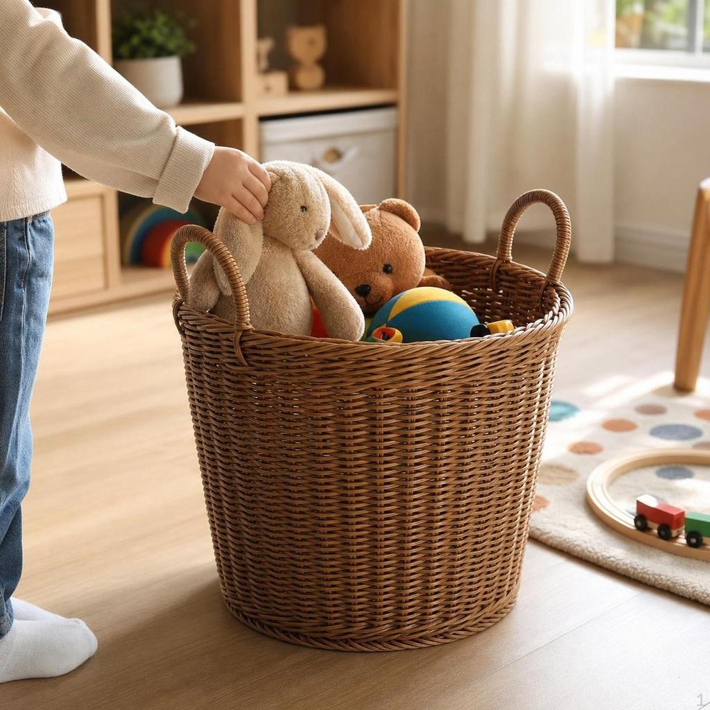 Laundry Basket Bin with Handles Organizer Hamper Pp Material Modern Elegant Design Suitable for