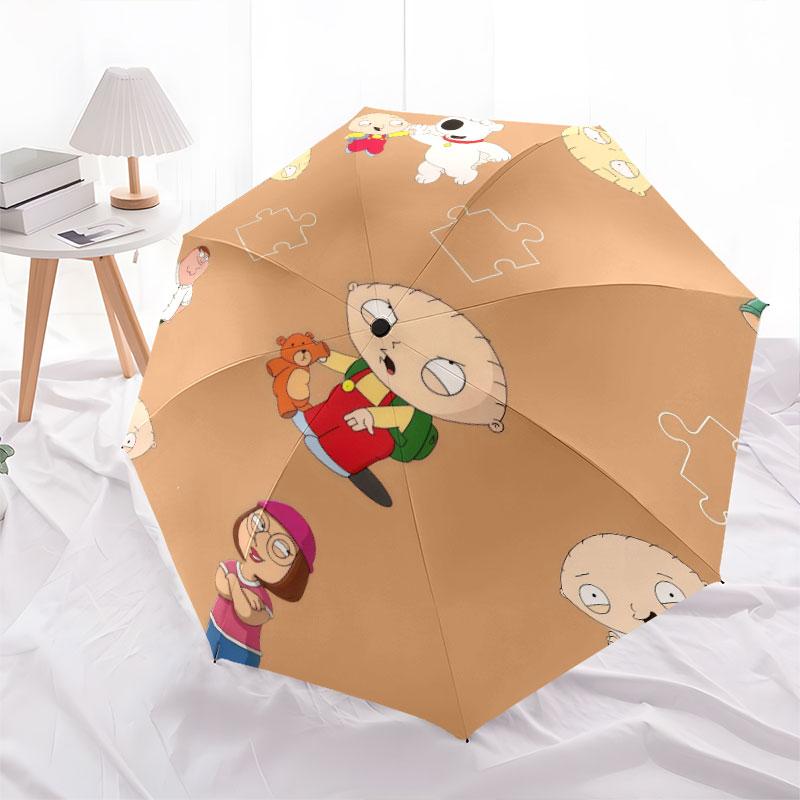 Family Guy Cartoon pattern, automatic folding umbrella, portable and foldable design, 8 ribs, a Christmas or birthday gift.
