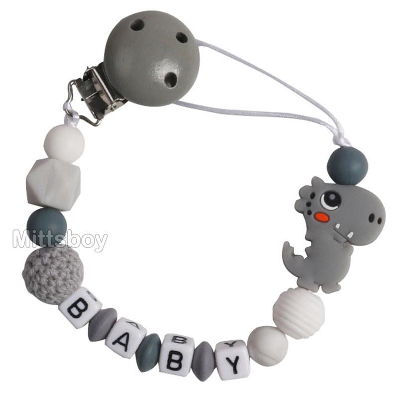 Personalized Name Handmade Silicone Baby Beech Dummy Pacifier Clip Safe Teething Chain Teether Pacifier chains Holder Chain Gift