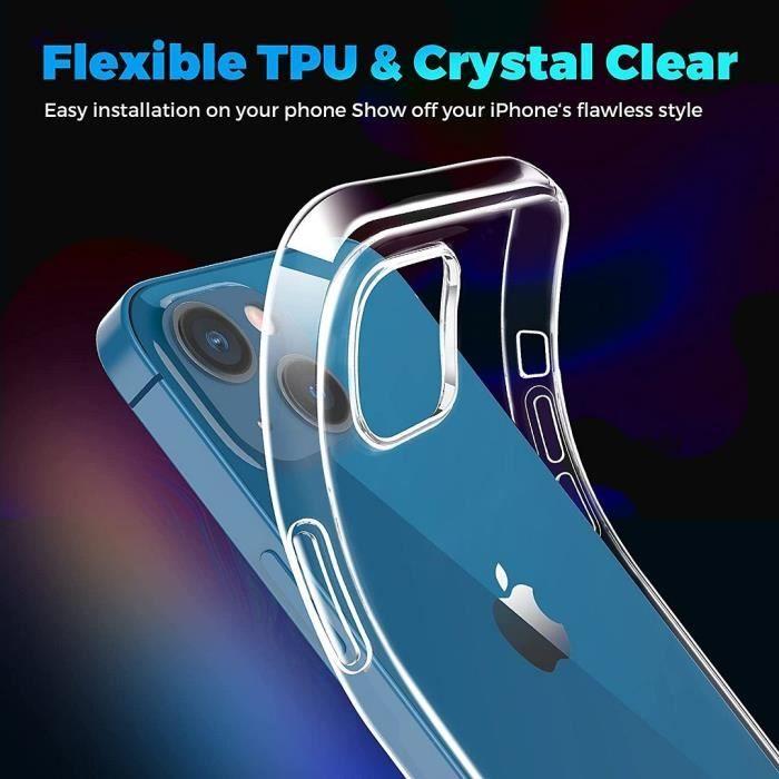 Coque Silicone TPU Pour iPhone 13 mini (5,4") + 2 Verres Trempés Ecran et 2 Protections Caméra Arrière