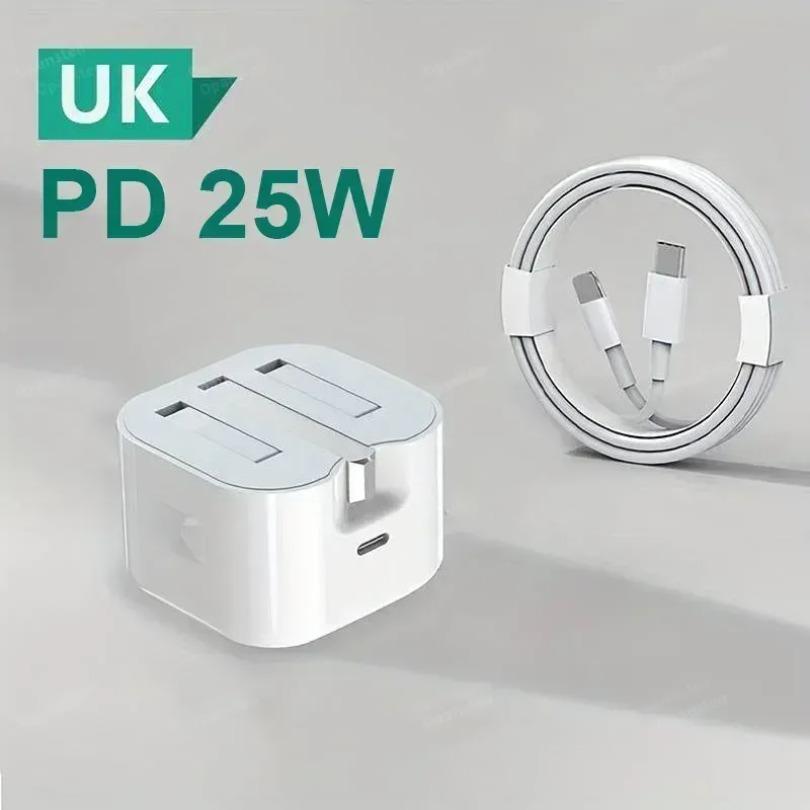 UK USB C Charger QC 3.0 Quick Charge PD 25W Foldable Type C Fast Charging Travel Wall Charger Power Adapter For iPhone 16 15