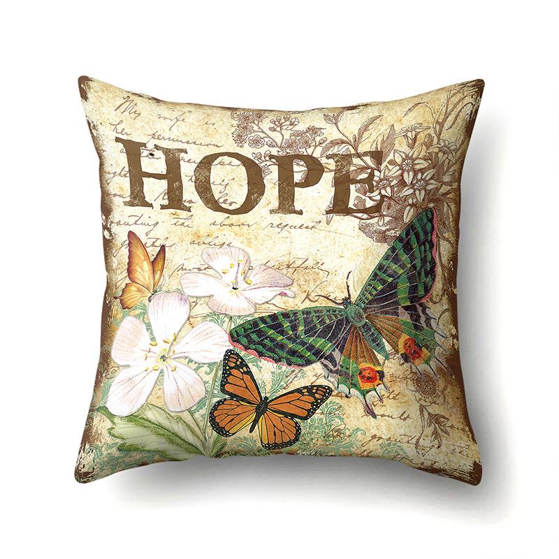 

Polyester Pillowcase Peach Leather Velvet Decoration Printed Butterfly Pillowcase Waist Cushion Cover Car Cushion Head Cushion Cover No pillow core