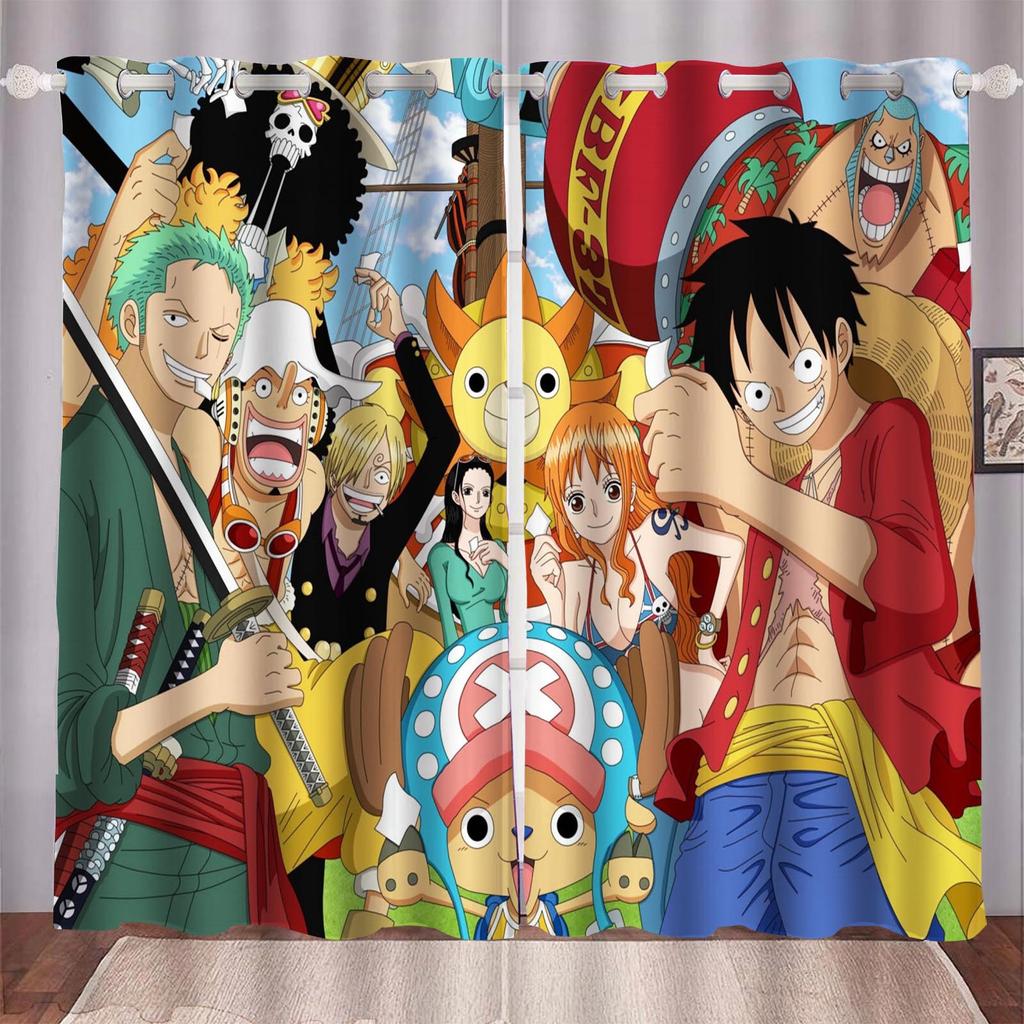 Rideau de dessin animé Monkey D Luffy pour la maison, une pièce, mignon, imprimé, filtrant la lumière, pour salon, chambre à coucher, protection contre la chaleur et le soleil