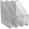EXERZ Porte-revues de Bureau/Range-revues/Porte-Magazine en métal à Trois rangées/Boîte de Rangement en métal-Organisateur (Argent)