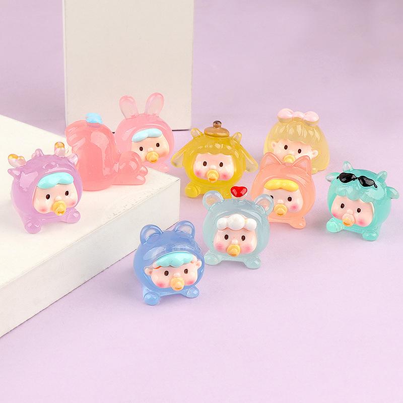 Cartoon Lustige Leuchtende Mini-Puppe Mikro-Landschaft Dekoration Miniaturfiguren Kreative DIY Heimdekorationszubehör Geschenke