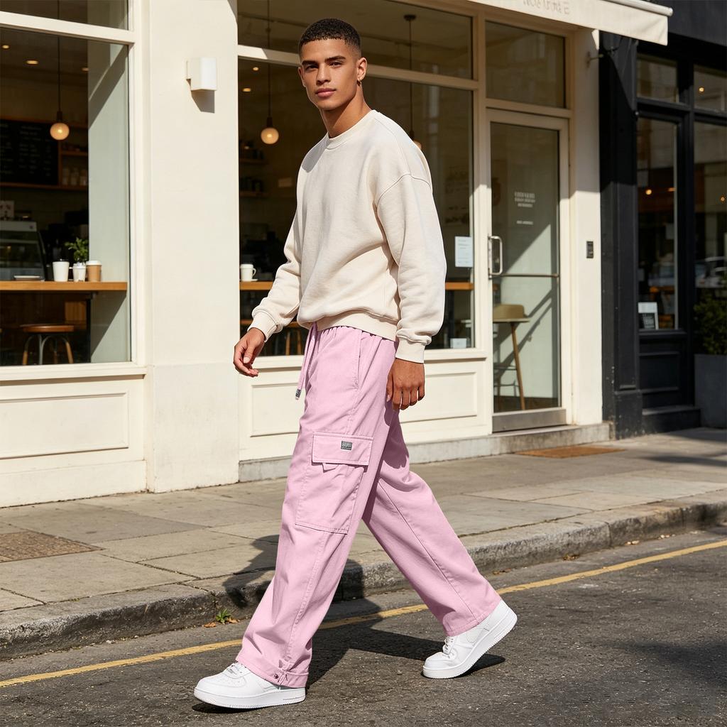 Men's Casual Loose Fit Cargo Pants with Multiple Pockets for Outdoor Daily Wear