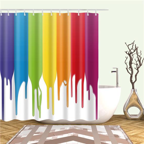 Nordic Style Geometric Stripe Wave Shower Curtains Frabic Waterproof Polyester Bathroom Curtain With Hooks