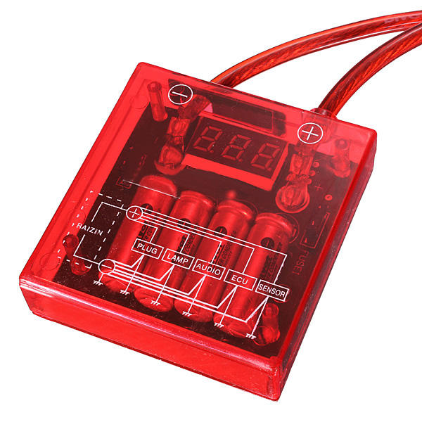 Car Fuel Saver Universal 12V Voltage Stabilizer Regulator Kit Digital Display W 3 Earth D 588442