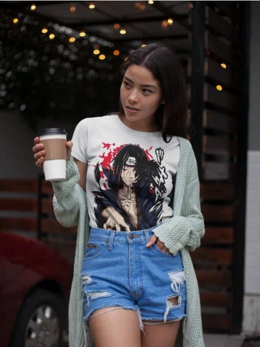 Itachi Uchiha Manga Strip Naruto Anime Manga Unisex T-shirt 2025 Summer New Retro Men and Women Streetwear