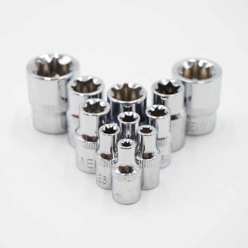 11Pcs 1/4" 3/8"  Star Socket Set Femal E Type Sockets Wrench Head E4 E5 E6 E7 E8 E10 E12 E14 E16 E18 E20 Auto Repair Tools
