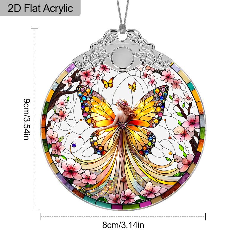 1pc Elf Butterfly Acrylic Ornament, Stained Effect Decor for Home/Car/Bar/Bedroom, White Elephant & Seasonal Gift