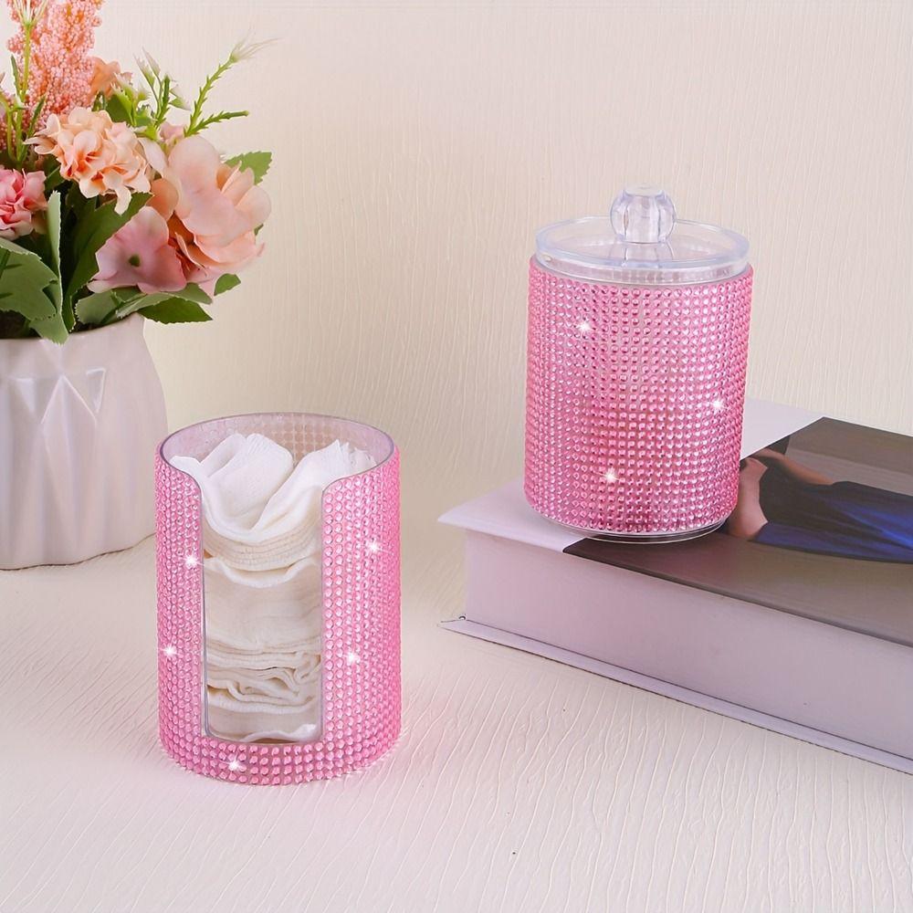 Plastic Double-Layer Cotton Swab Holder 2 in 1 Cotton Pad Organizer Bathroom