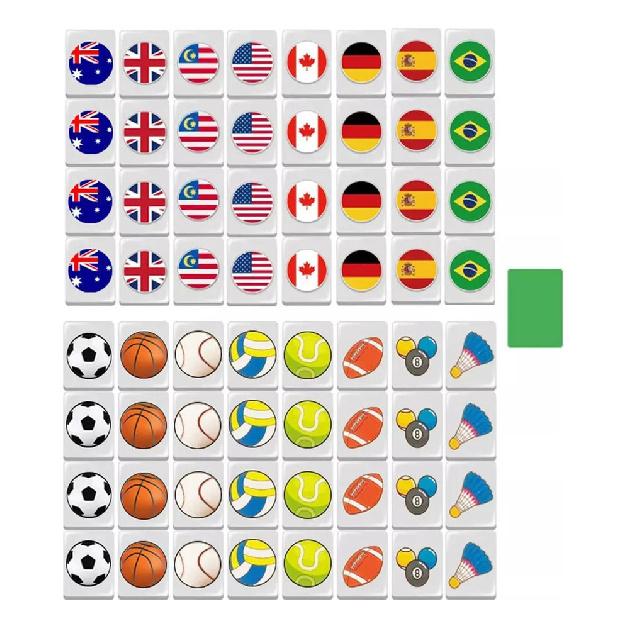 Mahjong Tile Set with Ball Flag Pattern