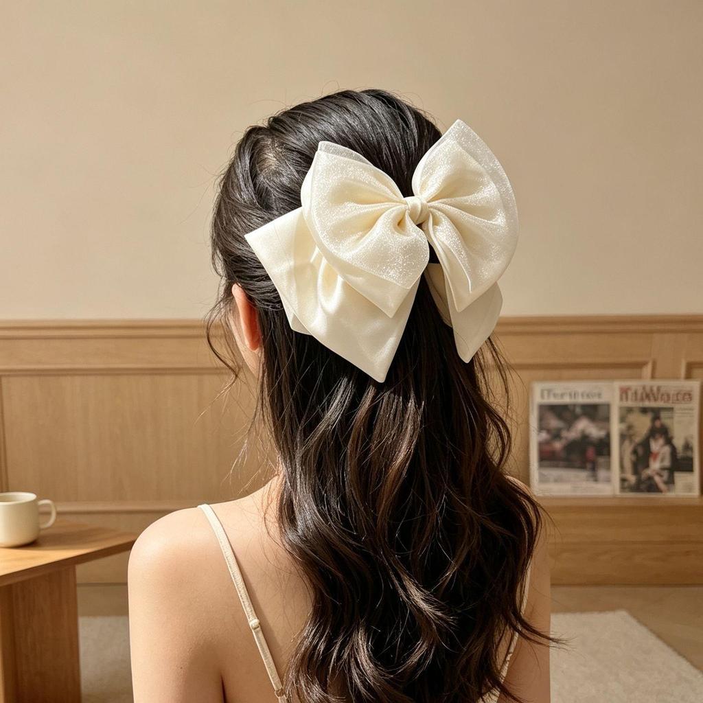 Polka Dot Bow Claw Clip: Elegant Women's Hair Accessory