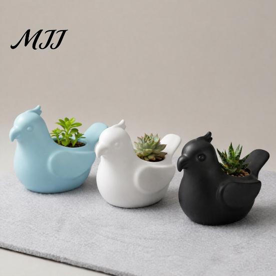 Solid Color Flower Pot Bird Shape Flowerpot, Handheld Size Durable PLA Pot, Healing Small Indoor Plant Container 3D Printed Creative Planter,