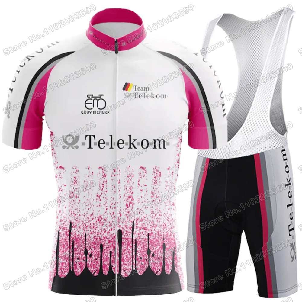 Retro Team T Radtrikot Set Herren Vintage Radbekleidung Sommer Klassisch Rennrad T-Shirts Anzug Fahrrad Trägerhosen