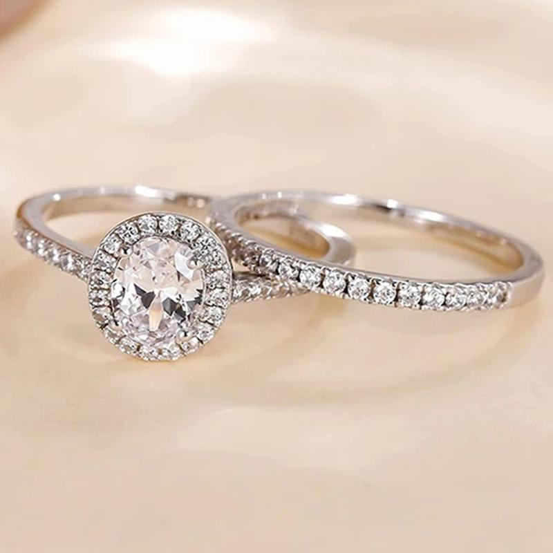 

CAOSHI Gorgeous Brilliant 2Pcs/Set Cubic Zirconia Rings Women for Engagement Wedding Accessories Romantic Elegant Female Jewelry 10
