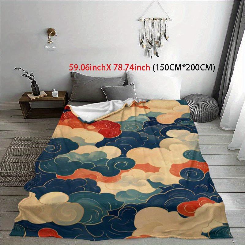 Japanese Cloudscape Blanket Reversible Flannel Throw for Zen Comfort AllSeason Comfort Serene Escape Gift