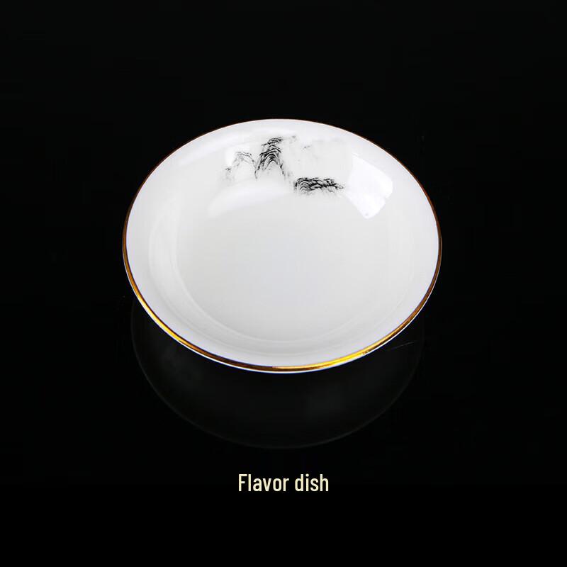 Chinese Style Gold Rim Bone China Dinnerware with Landscape Design