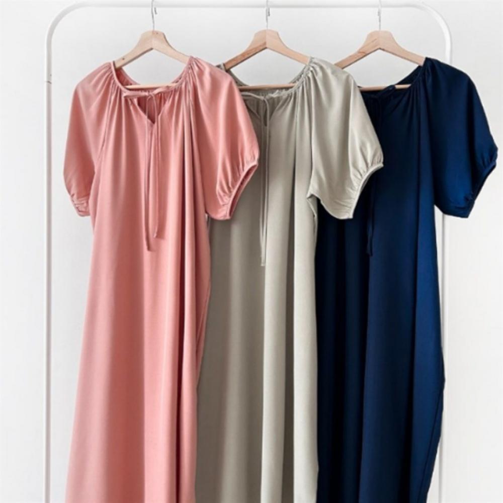 New Arrivals Open Run Women Double Sided Ribbon Puff Shirring Long Maternity Big