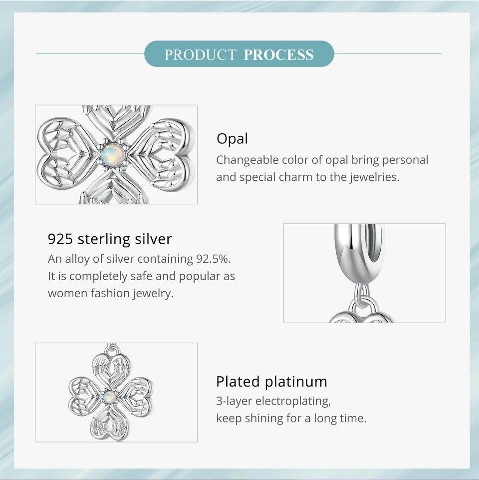 S925 Sterling Silver Lucky Four-leaf Clover Pendant Necklace Hollow Heart Leaf Neck Chain for Women Valentine's Day Gift