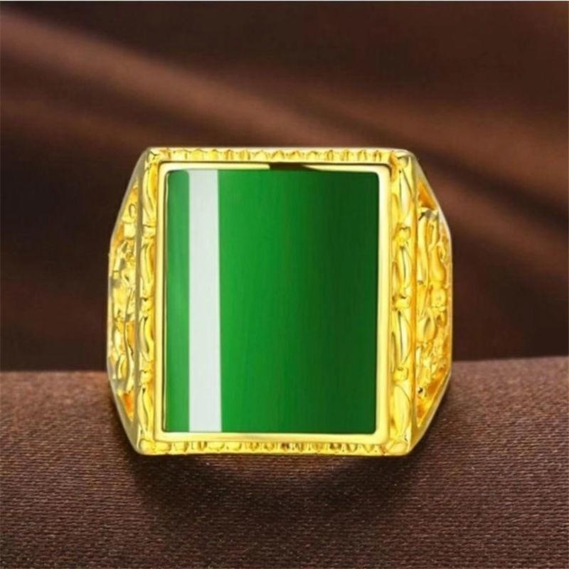 Men s Gold Bold Square Adjustable Ring Distressed Edge-texture, Rustic Elegance for Everyday Dominance resizable