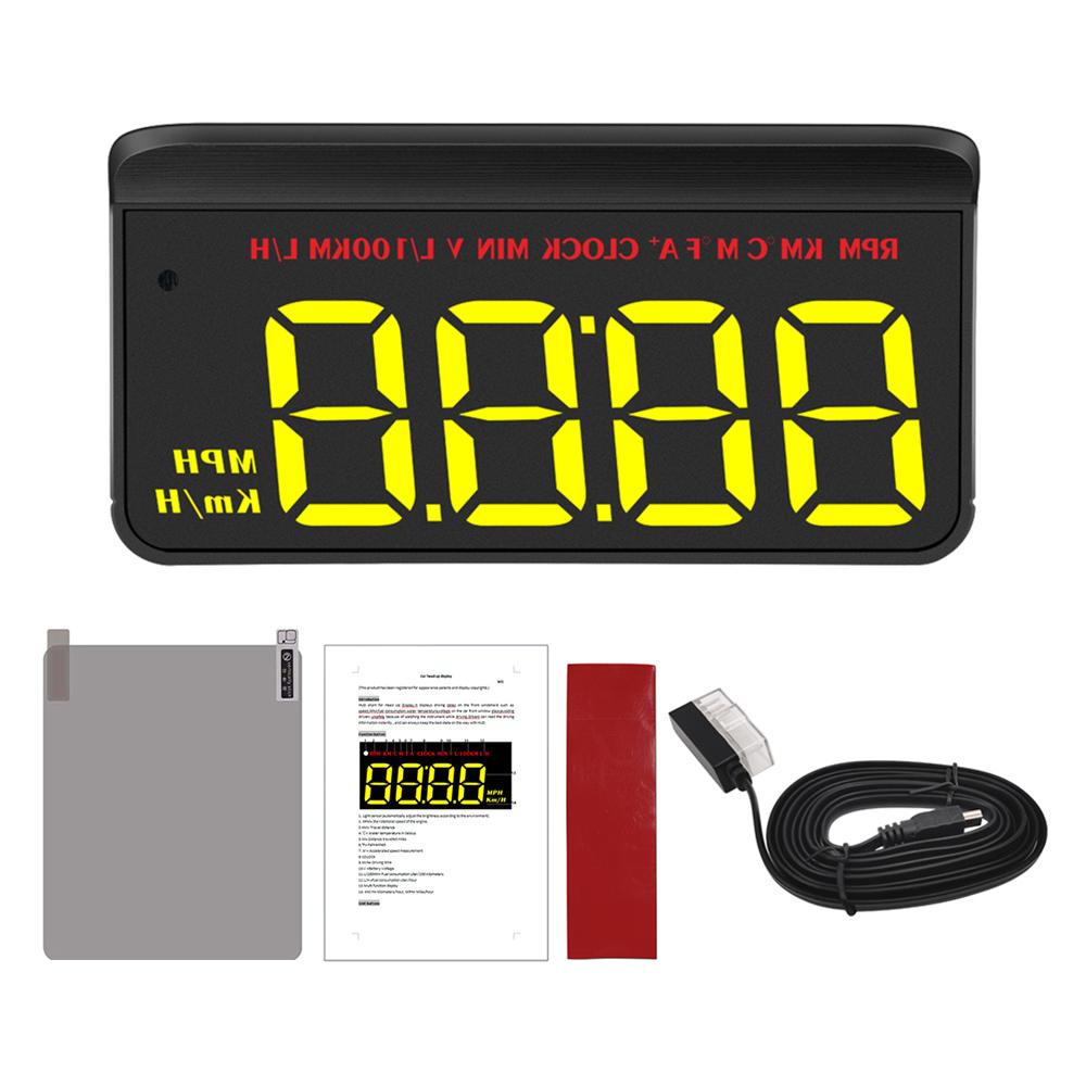 

Проекционный дисплей OBD2 спидометр автомобиля температура воды часы HUD сигнализация превышения скорости большой шрифт проектор на лобовое стекло авто электронные детали