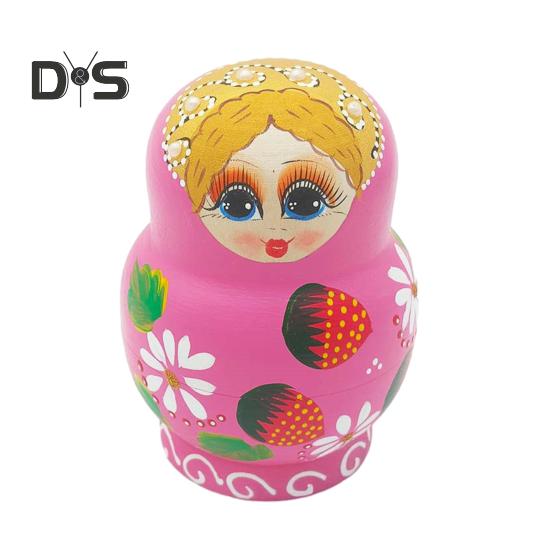 Russische Matrjoschka-Puppen für Kinder, 10-lagiges hölzernes Matrjoschka-Puppen-Set, Erdbeermädchen, pädagogisches Matrjoschka-Spielzeug, Geschenk für Kinder