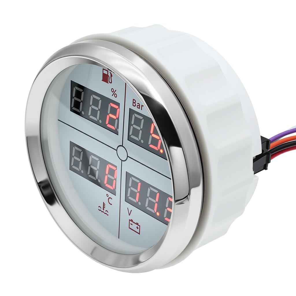 N Digital 52mm 85mm Car 4 In 1 Multifunction Gauge Fuel Level Oil Pressure Water Temp Meter Voltmeter with 8 Colors Backlight