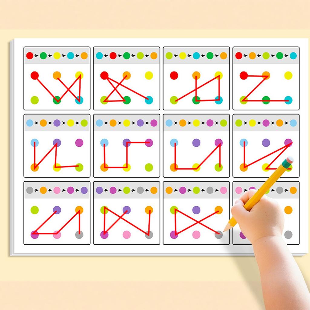 12-Page Reusable Erasable Pen Training Connection Card Set with Colorful Tracking Cards & Sticky Notes - Memory Improvement