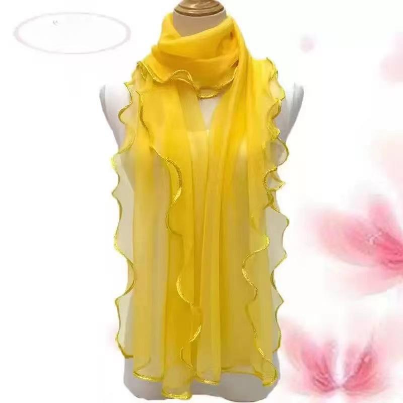 1PC Curled Scarf Ruffle Edge Silk Scarf Elastic Warm Scarf Silk Scarf