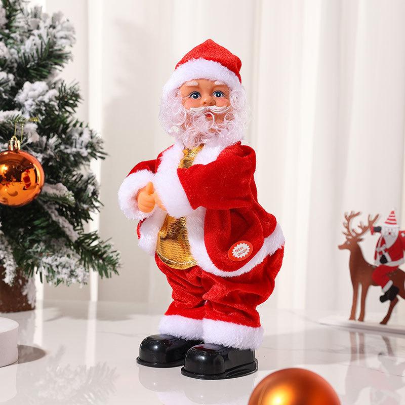 Electric Dancing Santa Shaking Butt Playing Guitar Musical Led Christmas Ornament Home Table Decor For Kids Holiday Party