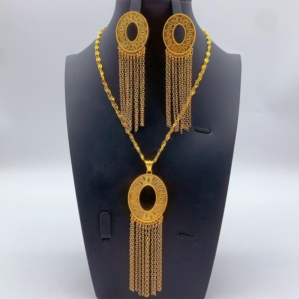 Middle East Dubai Iraq Jewelry Copper Alloy Necklace Earrings Jewelry Set Indian Bridal Necklace 2026