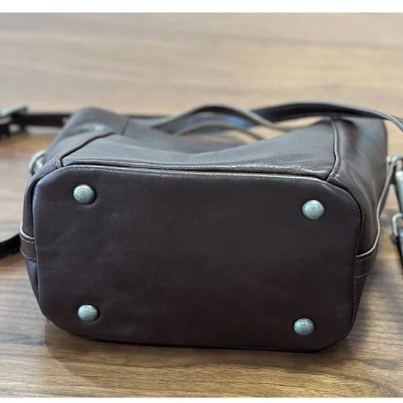 Johnature Genuine Leather Bucket Bag Casual Solid Color Women's Handbag Versatile Shoulder Crossbody Bag